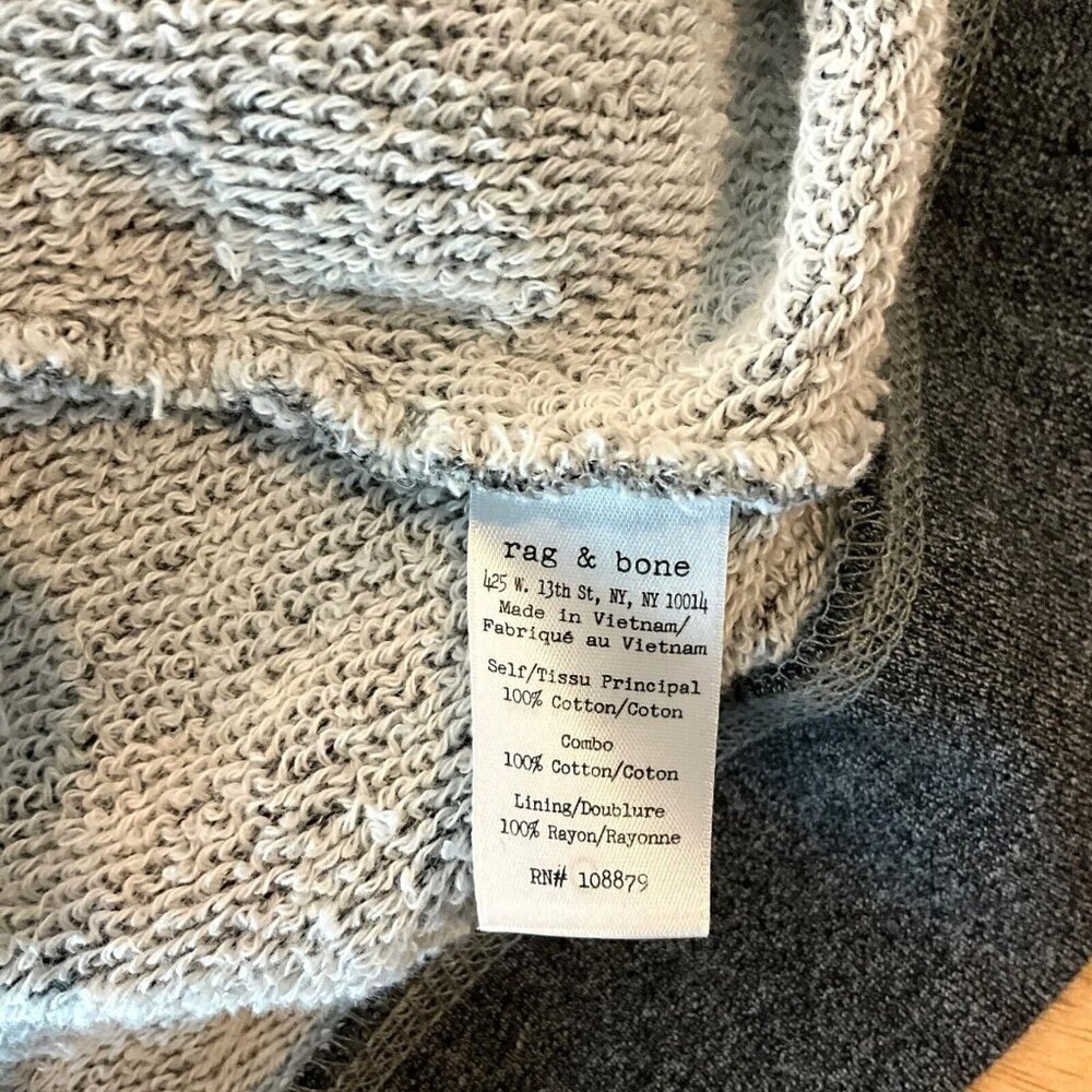 rag & bone Cotton Wrap Back Hoodie Gray Size XS Split Back Pullover 100% Cotton - Picture 8 of 9